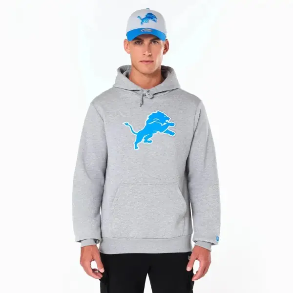 Felpa con cappuccio con logo della squadra Detroit Lions di New Era Front