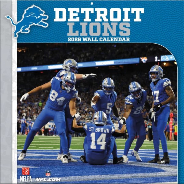 Detroit Lions 12" x 12" 2026 Wandkalender Vorderseite