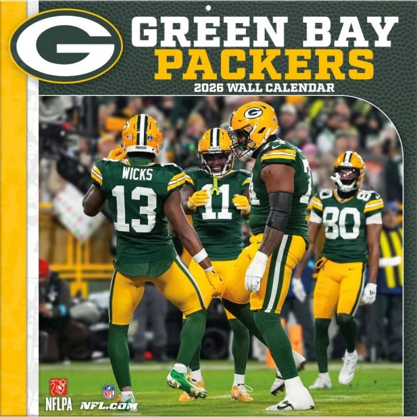 Green Bay Packers 12" x 12" 2026 Calendrier mural Front