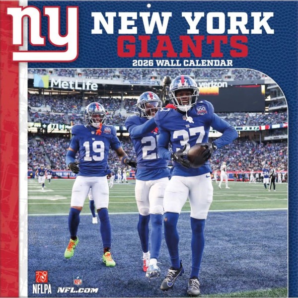 New York Giants 12" x 12" 2026 Calendario de Pared Delantero