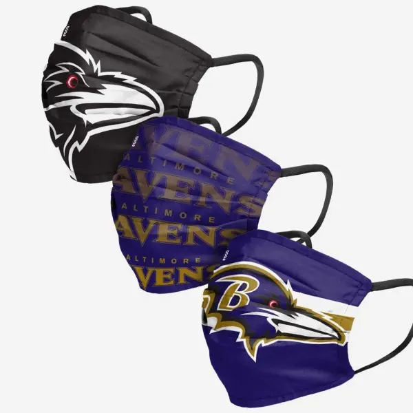 Mascarillas del equipo Baltimore Ravens paquete de 3