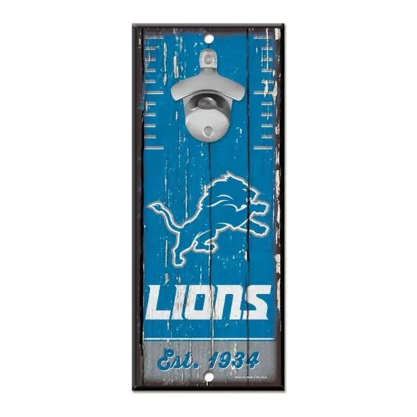 Detroit Lions Bottle Opener Sign 5" x 7"