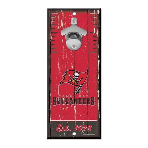 Tampa Bay Buccaneers Bottle Opener Sign 5" x 11"