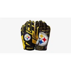 Wilson NFL Stretch Fit Youth Receivers Gloves - Pittsburgh Steelers