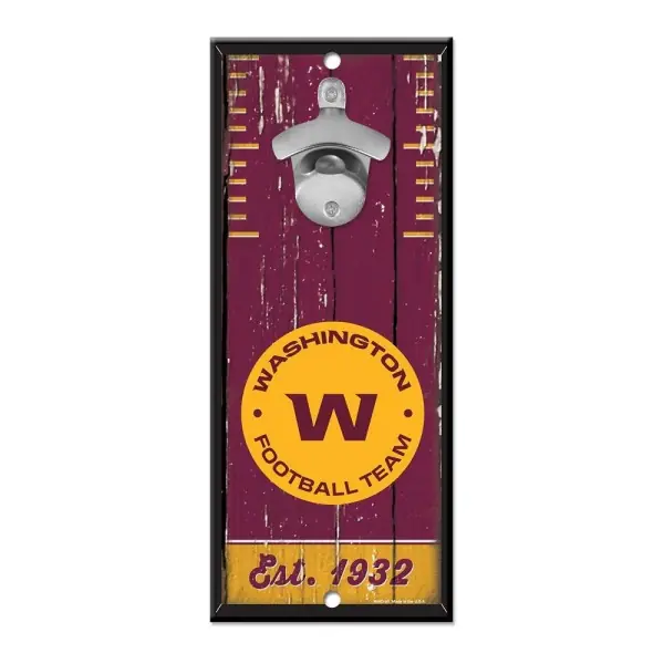 Washington Football Team Bottle Opener Sign 5" x 11"