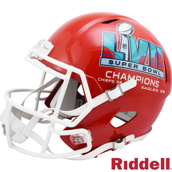 Casco réplica de los campeones del Super Bowl 57 Kansas City Chiefs lado izquierdo