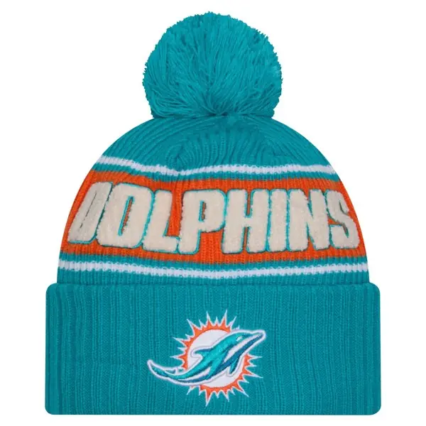 Miami Dolphins New Era 2024 Sideline Sport Strickmütze Vorne