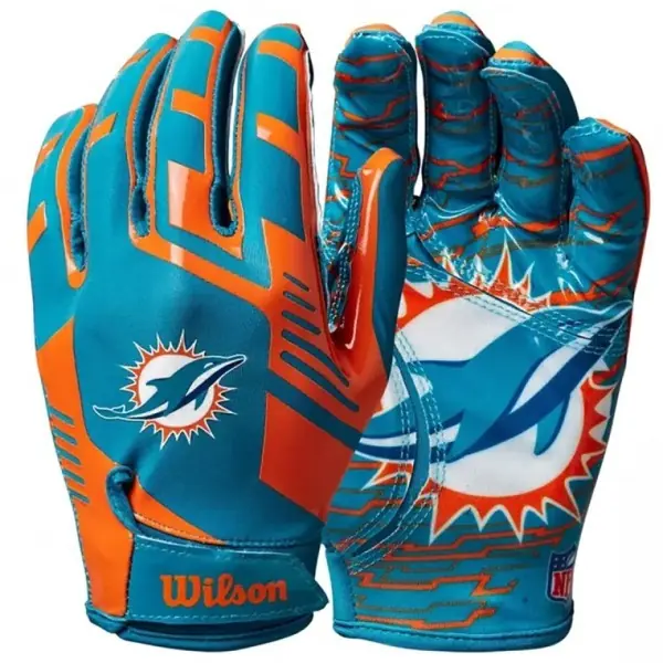 Miami Dolphins Wilson NFL Guanti da Ricevitore Adulto Elasticizzati